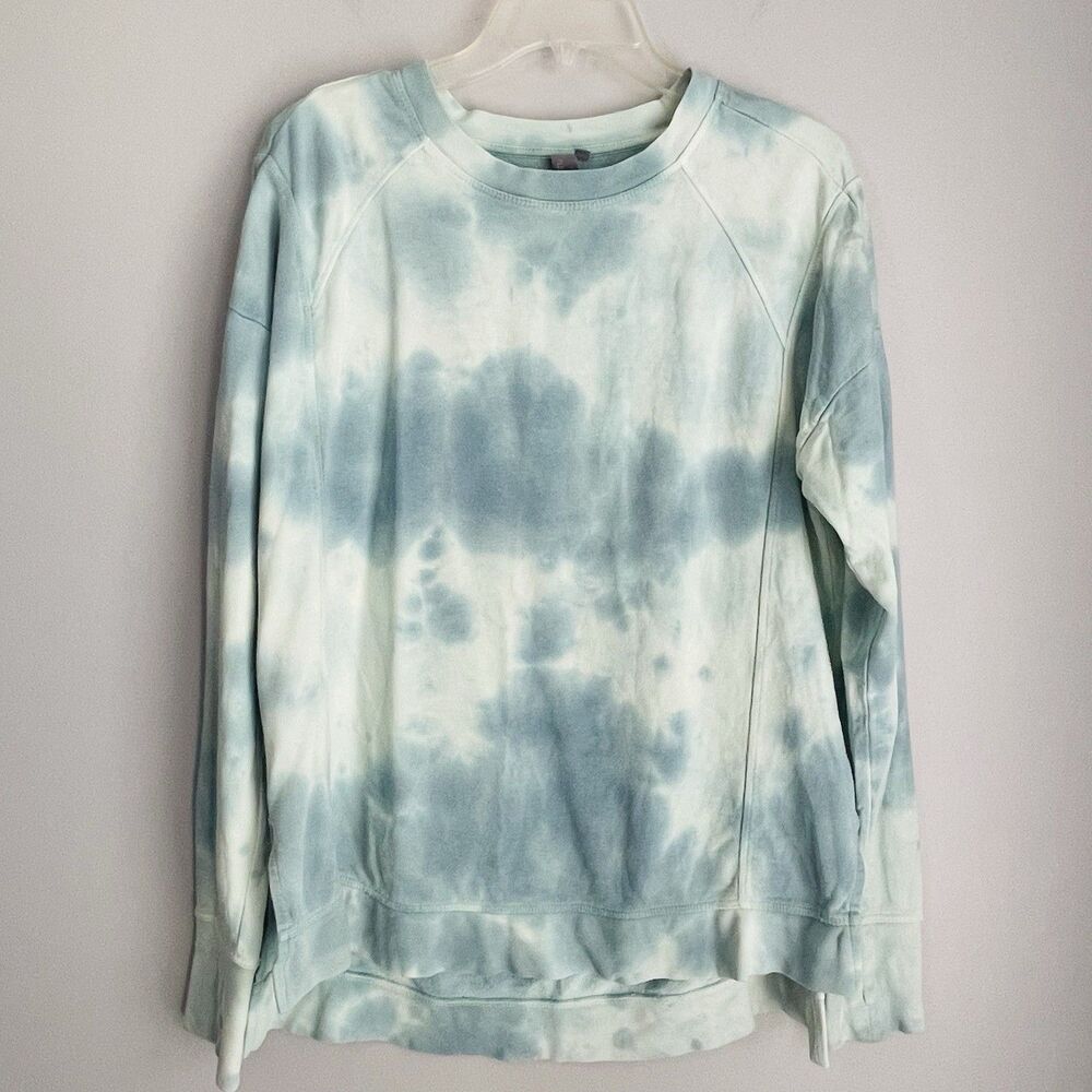 Sweaty Betty Women's Size S After Class Blue White Tie Dye Sweatshirt Oversized